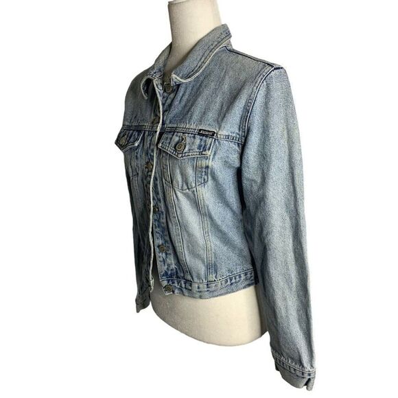 Vintage 90s Squeeze Button Up Denim Jean Jacket M Med Wash Stephen Hardy - Picture 4 of 7